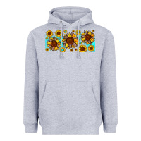 Heather Grey leopard sunflower gemstone Heavyweight Hoodie - JahusDesignShop