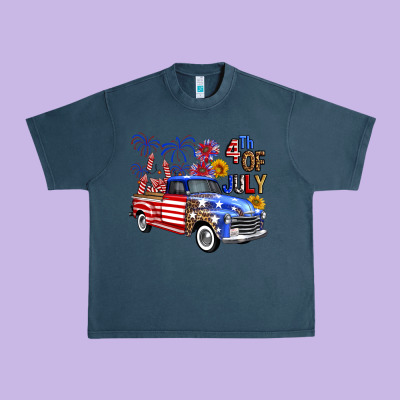 Western Truck Fourth Of July America Urban Heavy Tee Designed By Fadigitalartstudio