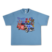 Pebble Blue Western Truck Fourth Of July America Urban Heavy Tee - FaDigitalArtStudio