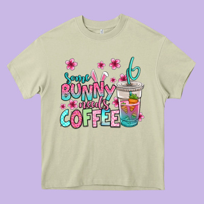Some Bunny Needs Coffee Easter Heavy Core Tee Designed By Jasminsmagicworld