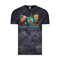 Cloud Black Happy Camper Coffee Cups Vintage Tee - FaDigitalArtStudio