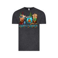 Vintage Black Happy Camper Coffee Cups Vintage Tee - FaDigitalArtStudio