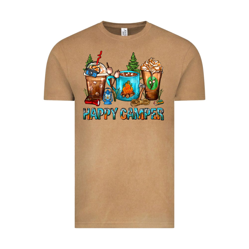 Happy Camper Coffee Cups Vintage Tee by FaDigitalArtStudio | Teevron