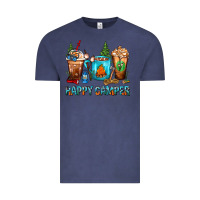 Vintage Denim Happy Camper Coffee Cups Vintage Tee - FaDigitalArtStudio