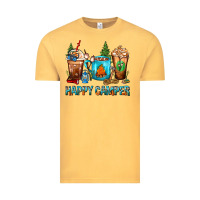 Vintage Mustard Happy Camper Coffee Cups Vintage Tee - FaDigitalArtStudio