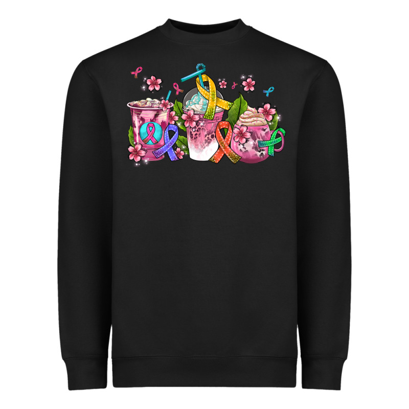 Western Cancer  Coffee Cups With Ribbons Heavyweight Sweatshirt by AdoDesignShop | Teevron