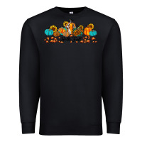 Black hello fall pumpkin sunflower Premium Sweatshirt - JahusDesignShop