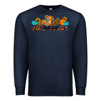 Navy hello fall pumpkin sunflower Premium Sweatshirt - JahusDesignShop