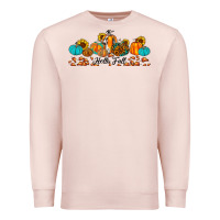Pale Pink hello fall pumpkin sunflower Premium Sweatshirt - JahusDesignShop