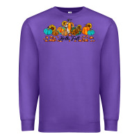 Purple hello fall pumpkin sunflower Premium Sweatshirt - JahusDesignShop