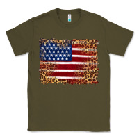 Army Green american flag and leopard Classic Tee - Artiststas