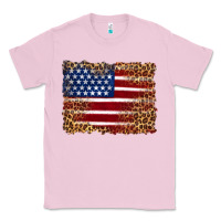 Bubblegum Pink american flag and leopard Classic Tee - Artiststas