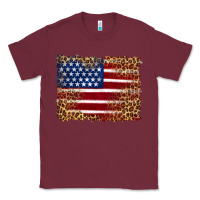 Burgundy american flag and leopard Classic Tee - Artiststas