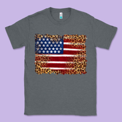 American Flag And Leopard Classic Tee Designed By Artiststas