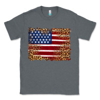 Charcoal Heather american flag and leopard Classic Tee - Artiststas