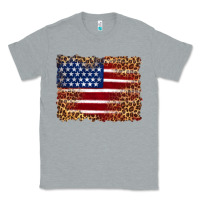 Heather Grey american flag and leopard Classic Tee - Artiststas