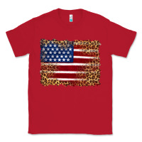 Red american flag and leopard Classic Tee - Artiststas