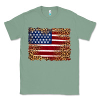 Sage american flag and leopard Classic Tee - Artiststas