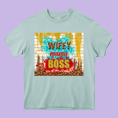 Wifey Mama Boss Heavy Core Tee Designed By Tumblerdesignbyshophia
