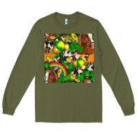 Army Green St. Patrick's Day Horse With Balloons Long Sleeve Tee - FaDigitalArtStudio