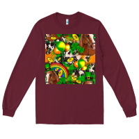 Burgundy St. Patrick's Day Horse With Balloons Long Sleeve Tee - FaDigitalArtStudio