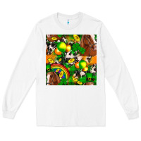 White St. Patrick's Day Horse With Balloons Long Sleeve Tee - FaDigitalArtStudio