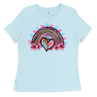 Baby Blue valentine's day rainbow heart olivia Ladies Tee - OliviaCreatesArt
