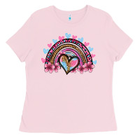 Bubblegum Pink valentine's day rainbow heart olivia Ladies Tee - OliviaCreatesArt