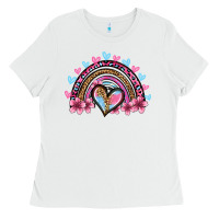 White valentine's day rainbow heart olivia Ladies Tee - OliviaCreatesArt
