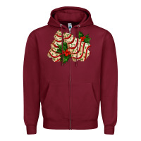 Burgundy white christmas tree cake ado Zipper Hoodie - AdoDesignShop