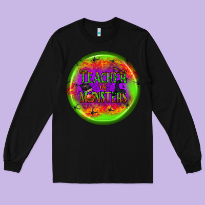 Teacher Monsters Earrings Long Sleeve Tee Designed By Bundleandbundleshop