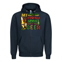 Navy my christmas spirit is beer with beer bottles Zipper Hoodie - AdoDesignShop
