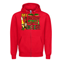 Red my christmas spirit is beer with beer bottles Zipper Hoodie - AdoDesignShop