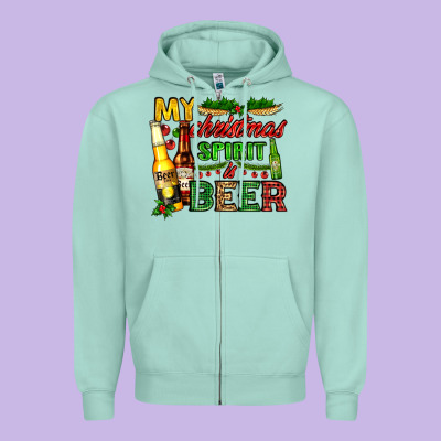 My Christmas Spirit Is Beer With Beer Bottles Zipper Hoodie Designed By Adodesignshop