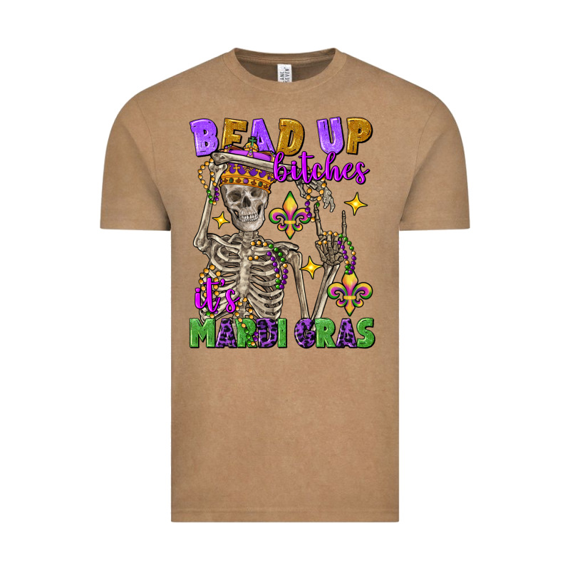 Bead Up Bitches It's Mardi Gras Skeleton Vintage Tee by FaDigitalArtStudio | Teevron