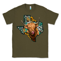 Army Green texas map highland cow Classic Tee - Jasminsmagicworld