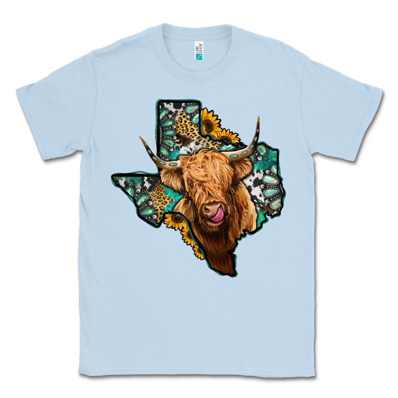 Texas Map Highland Cow Classic Tee by Jasminsmagicworld | Teevron