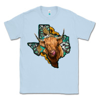 Dusty Blue texas map highland cow Classic Tee - Jasminsmagicworld