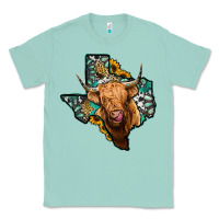 Seafoam texas map highland cow Classic Tee - Jasminsmagicworld
