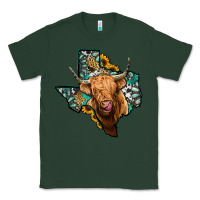 Sports Green texas map highland cow Classic Tee - Jasminsmagicworld