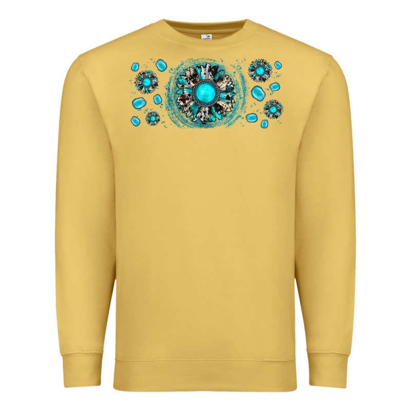 Turquoise Gemstone Sunflower Premium Sweatshirt by JahusDesignShop | Teevron