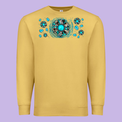 Turquoise Gemstone Sunflower Premium Sweatshirt Designed By Jahusdesignshop