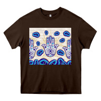 Chocolate Brown evil eyes with white wooden pattern Heavy Core Tee - TumblerDesignByShophia