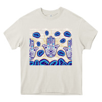 Cream evil eyes with white wooden pattern Heavy Core Tee - TumblerDesignByShophia