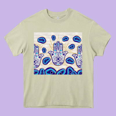 Evil Eyes With White Wooden Pattern Heavy Core Tee Designed By Tumblerdesignbyshophia