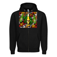 Black beer bottles with golden snow Zipper Hoodie - AdoDesignShop