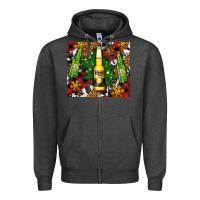 Charcoal Heather beer bottles with golden snow Zipper Hoodie - AdoDesignShop