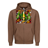Chestnut beer bottles with golden snow Zipper Hoodie - AdoDesignShop