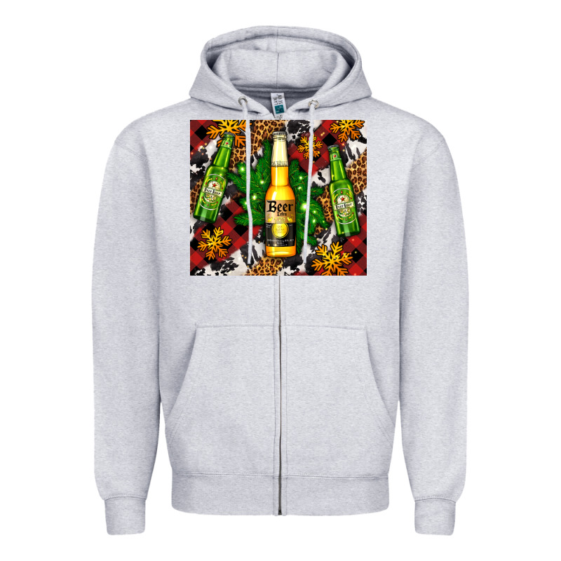 Beer Bottles With Golden Snow Zipper Hoodie by AdoDesignShop | Teevron