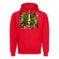 Red beer bottles with golden snow Zipper Hoodie - AdoDesignShop